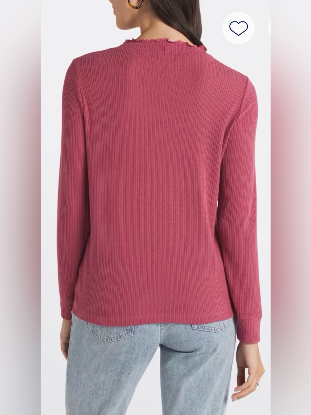 Pink Clover Ribbed Long Sleeve Top in Raspberry - Picture 2 of 7
